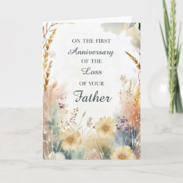 Tarjeta Primer aniversario de la pérdida del padre Wildflo