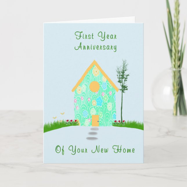 Tarjeta Primer aniversario de nuevo hogar (Anverso)