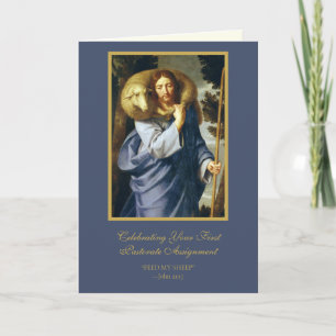 Tarjeta Primer Asignación Pastoral Sacerdote Jesús Ovejas