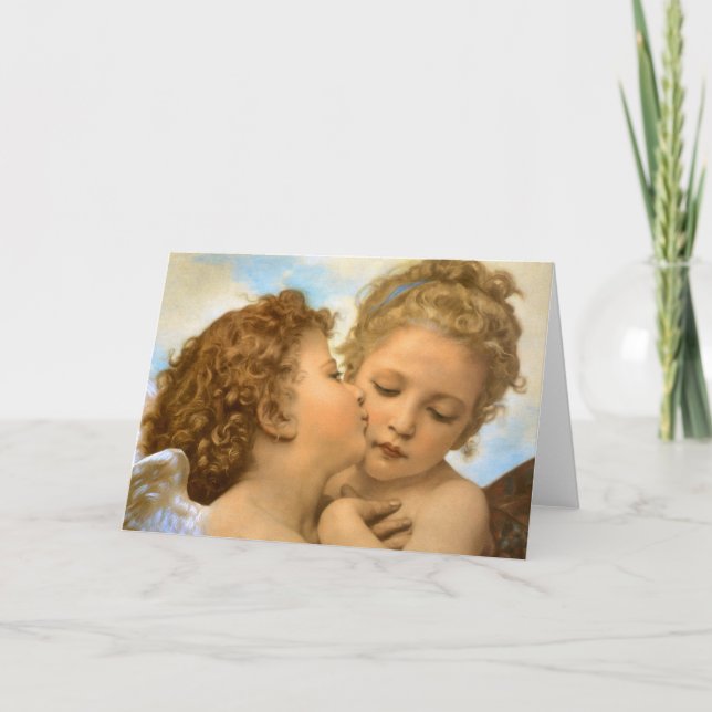 Tarjeta Primer beso (detalle de ángel) de Bouguereau (Anverso)