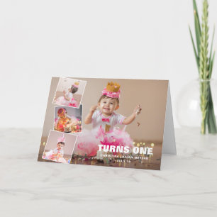Tarjeta Primer cumpleaños 4 Collages de fotos Día festivo