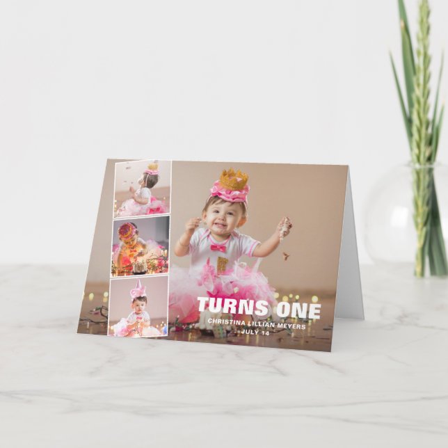 Tarjeta Primer cumpleaños 4 cumpleaños Collage de fotos (Anverso)