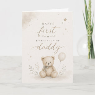 Tarjeta Primer Cumpleaños como mi Papá Oso de Acuarela