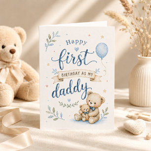 Tarjeta Primer Cumpleaños como mi Papá Oso de Acuarela