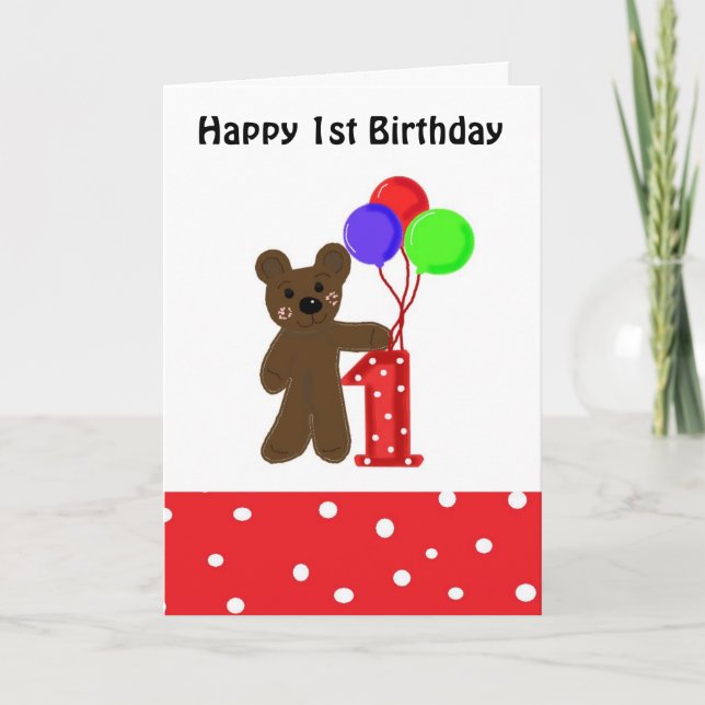 Tarjeta Primer cumpleaños de Little Bear (Anverso)