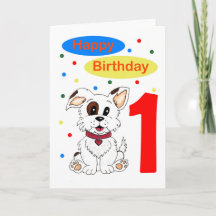 Primer cumpleaños de niño Cachorro lindo y Colorfe