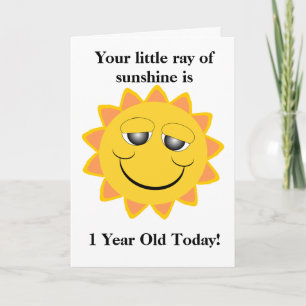 Tarjeta Primer cumpleaños de Sunshine