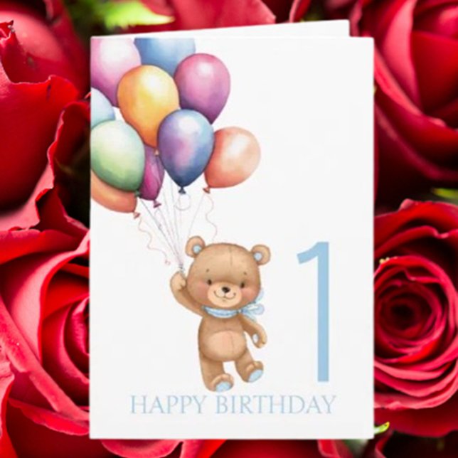 Tarjeta Primer cumpleaños de Teddy Little One (Celebrate your little teddy’s first birthday with a heartfelt card that captures love and joy)