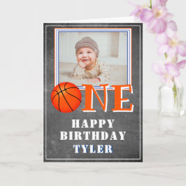 Tarjeta Primer cumpleaños de una foto de Baloncesto en un 