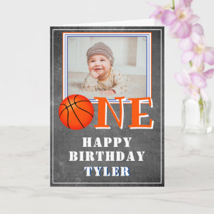 Tarjeta Primer cumpleaños de una foto de Baloncesto en un