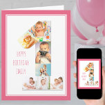 Tarjeta Primer cumpleaños del Chica número 1 del collage d<br><div class="desc">Tarjeta fotográfica única y personalizada de primer cumpleaños para una niña pequeña. La plantilla de fotos está configurada para que añadas tus fotos favoritas a este collage de fotos número 1 más una foto especial extra dentro. También puede añadir su nombre al frente y personalizar el saludo de cumpleaños dentro....</div>