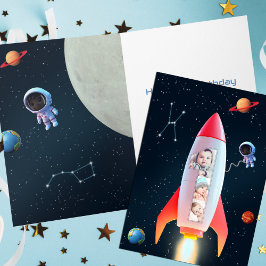 Tarjeta Primer cumpleaños del cohete espacial | Enorme Col