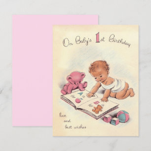 Tarjeta Primer cumpleaños feliz del bebé ventilado