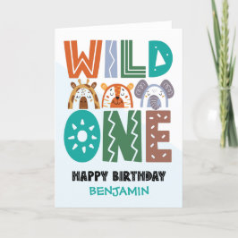 Tarjeta Primer cumpleaños salvaje uno