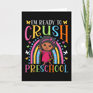 Tarjeta Primer día de Chica negro preescolar de vuelta a l