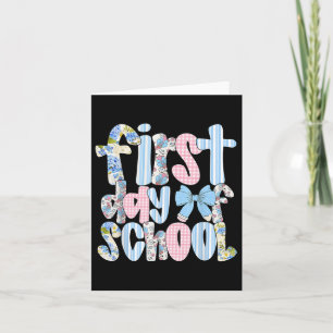 Tarjeta Primer día de escuela Coquette Bow Lápiz Funny Atr