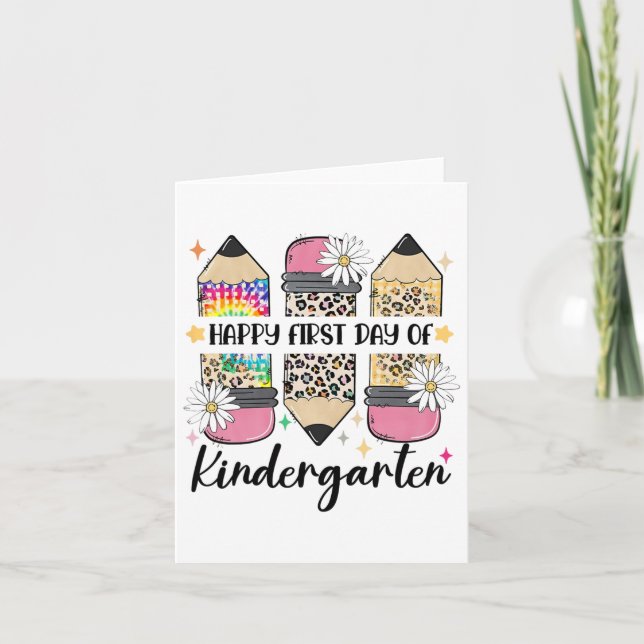 Tarjeta Primer día de kindergarten profesora Leopardo Lápi (Anverso)