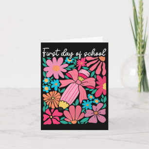 Tarjeta Primer Día De La Escuela Boho Flower Teacher Kids 
