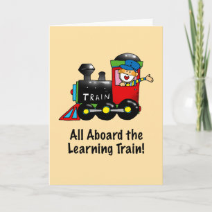 Tarjeta Primer día de la escuela - tren de aprendizaje