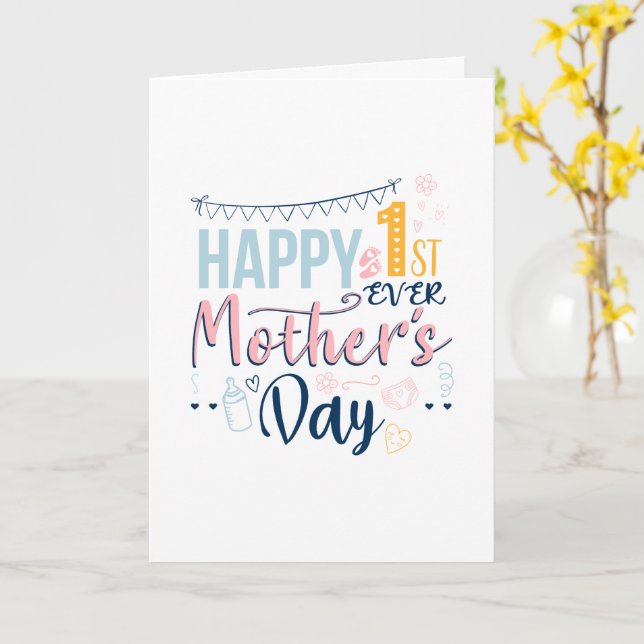 Tarjeta Primer Día de la Madre 1er vez Mamá Boho (flor amarilla)