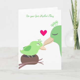 Tarjeta Primer Día de la Madre - Aves Verdes