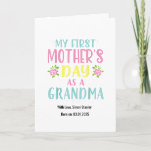 Tarjeta Primer Día de la Madre como nueva abuela, rosas, c