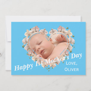 Tarjeta Primer Día de la Madre foto bebé SVG Heart Floral