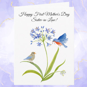Tarjeta Primer Día de la Madre para la Cuñada Bluebird