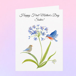Tarjeta Primer Día de la Madre para la hermana Bluebird