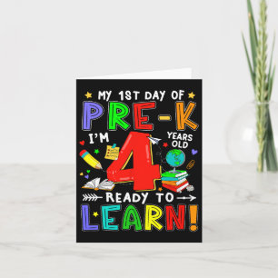 Tarjeta Primer Día De Prek 4 Años Preparado Para Aprender