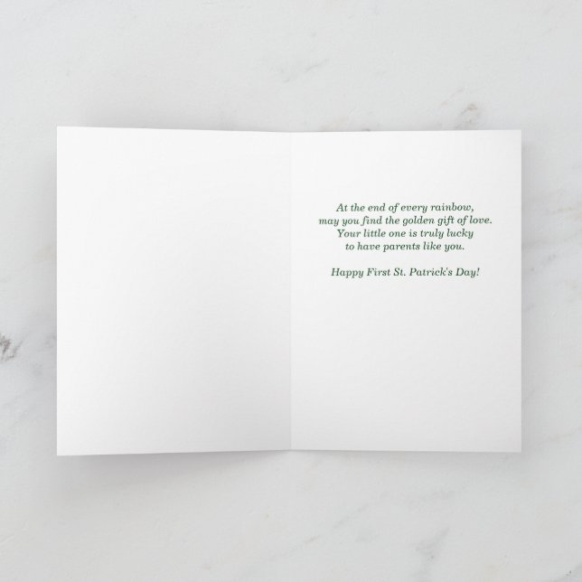 Tarjeta Primer Día de San Patricio de Padres Novatos Cierv (Interior)