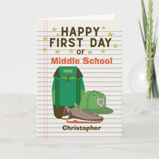 Tarjeta Primer día de secundaria personalizado (Anverso)