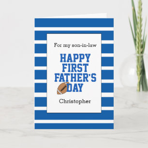 Tarjeta Primer Día del Padre de los suegros del fútbol azu