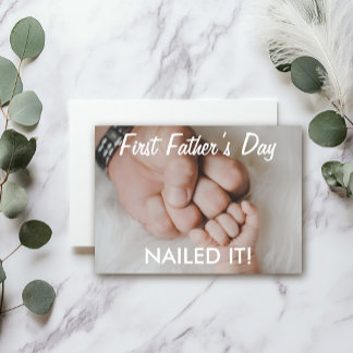 Tarjeta Primer Día del Padre Lo Clavó Foto Personalizada D