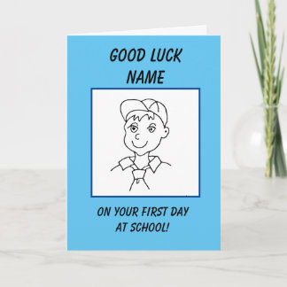 Tarjeta Primer día en la escuela de la buena suerte