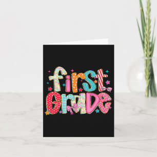 Tarjeta Primer Grado Preppy De Nuevo A La Escuela Primer G