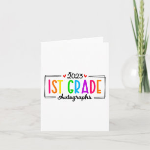 Tarjeta Primer Graduado De Autografo Del Día De La Escuela