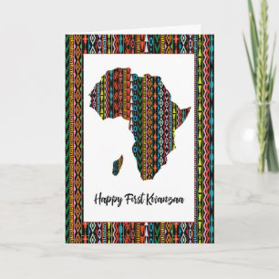 Tarjeta Primer mapa de Kwanzaa de África Patrón audaz y co