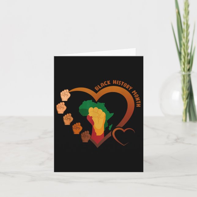Tarjeta Primer Mes de Historia Negra Melanin Poder Corazón (Anverso)