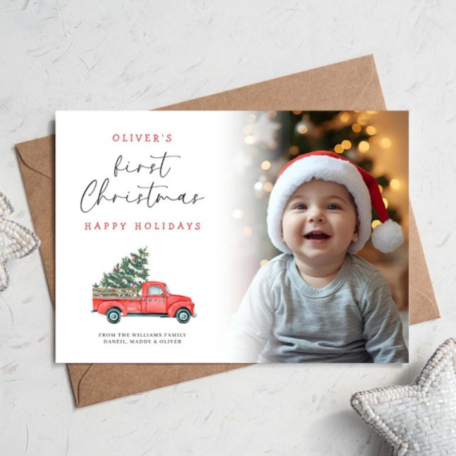 Tarjeta Primer Navidad del bebé: foto de árbol de Navidad (Subido por el creador)