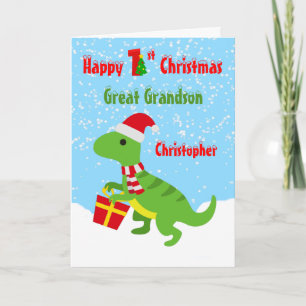 Tarjeta Primer Navidad Gran Abuelo Dinosaurio T Rex