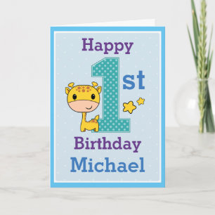 Tarjeta Primer niño de cumpleaños, Giraffe