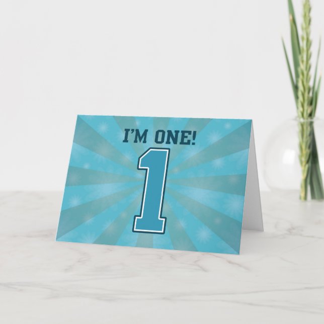 Tarjeta Primer niño de cumpleaños, soy uno, gran azul núme (Anverso)