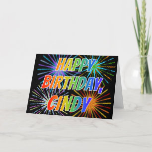 Tarjeta Primer nombre "CINDY" Diversión "FELIZ CUMPLEAÑOS"