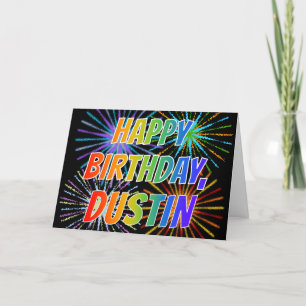 Tarjeta Primer nombre "DUSTIN" Diversión "FELIZ CUMPLEAÑOS