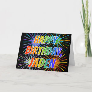 Tarjeta Primer nombre "JADEN" Diversión "FELIZ CUMPLEAÑOS"