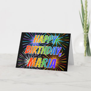Tarjeta Primer nombre "MARIA" Diversión "FELIZ CUMPLEAÑOS"