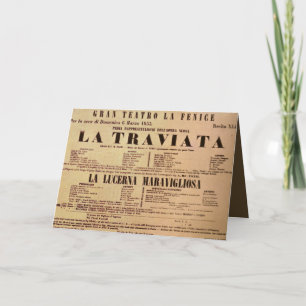 Tarjeta Primer Poster mundial de La Traviata (1853)