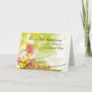 Tarjeta Primer primer aniversario de las flores de muerte 