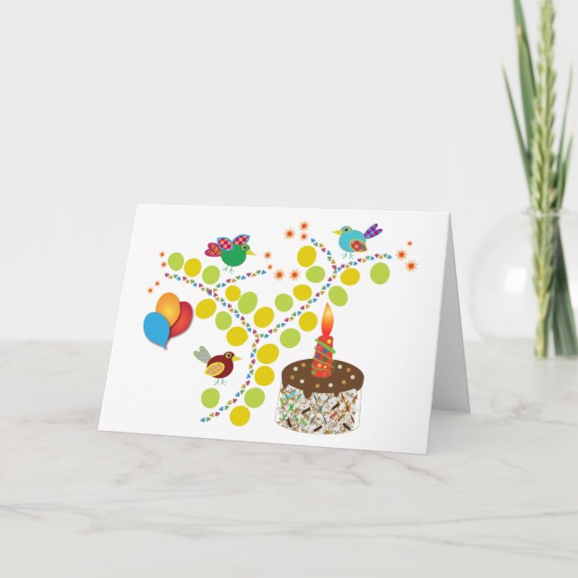 Tarjeta Primer regalo de cumpleaños : Tres pájaros (Anverso)